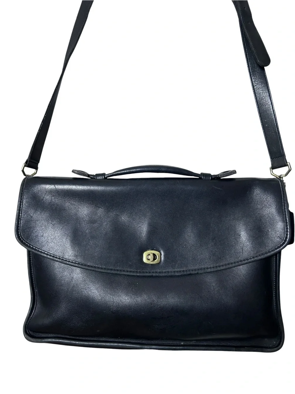 Vintage 1997 Coach 5285 Black Leather Messenger Briefcase Laptop Bag USA
